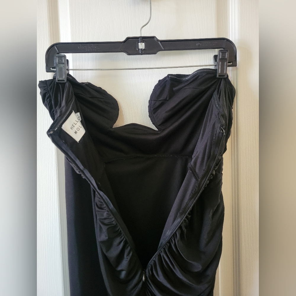 Hello Molly Flashlight Midi Dress Strapless Ruched Cutout Black Medium Size 6 - Picture 9 of 16